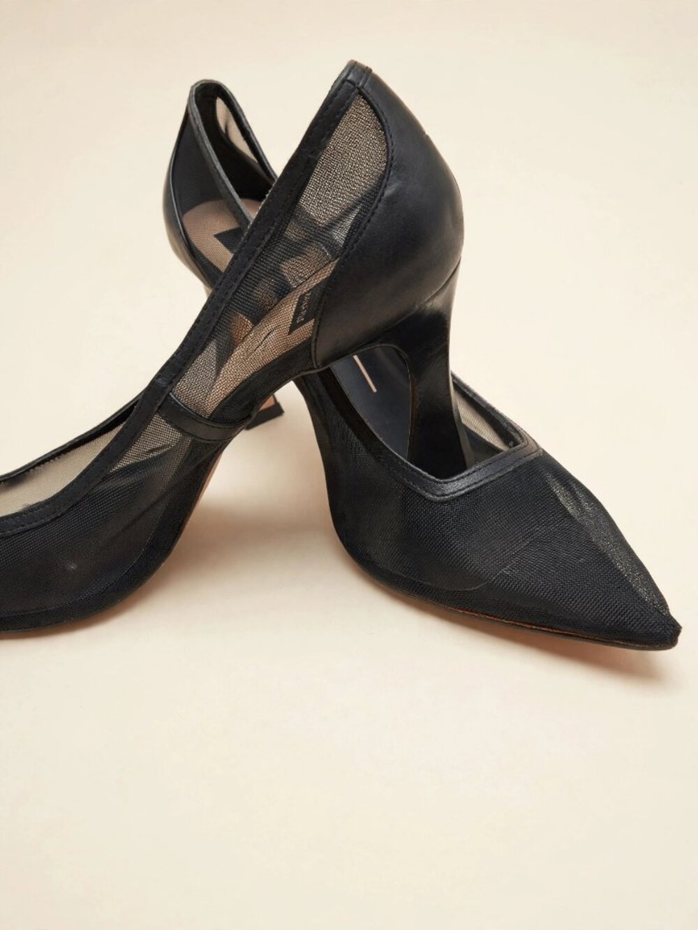Dolce Vita Malory Mesh Pointed Toe Block Heels | Onyx Black Sz 9